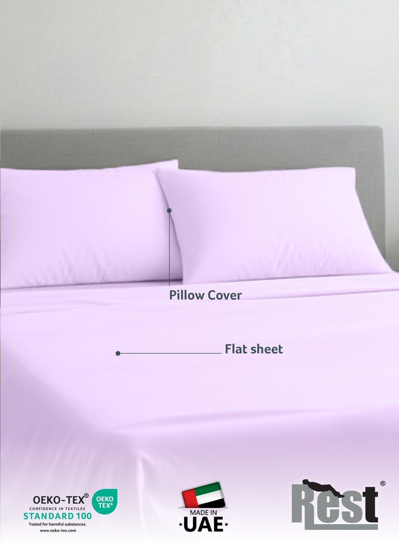 REST 3-Piece Light Purple Plush 160x220  Flat Bedsheet Set Includes 1 Deep Pocket Flat Bedsheet and 2 Pillow Covers, Breathable and Machine Washable - Image 3